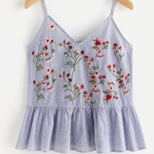 Embroidered Ruffle Tank